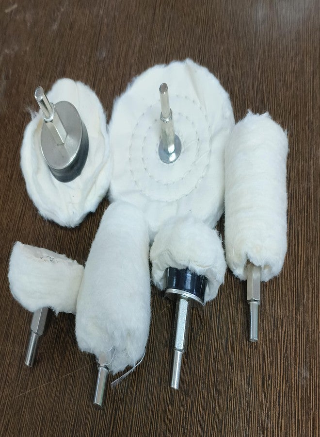 Inditrust مجموعة عجلات تلميع إنديترست، 6 قطع، وسادة تلميع بيضاء، أداة تلميع على شكل عجلة للمعادن والألومنيوم والفولاذ المقاوم للصدأ والمجوهرات والخشب والبلاستيك والسيراميك والزجاج - Image 5